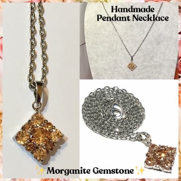 🆒 Morganite Gemstone Minimalist Pendant Necklace - Picture 1 of 9